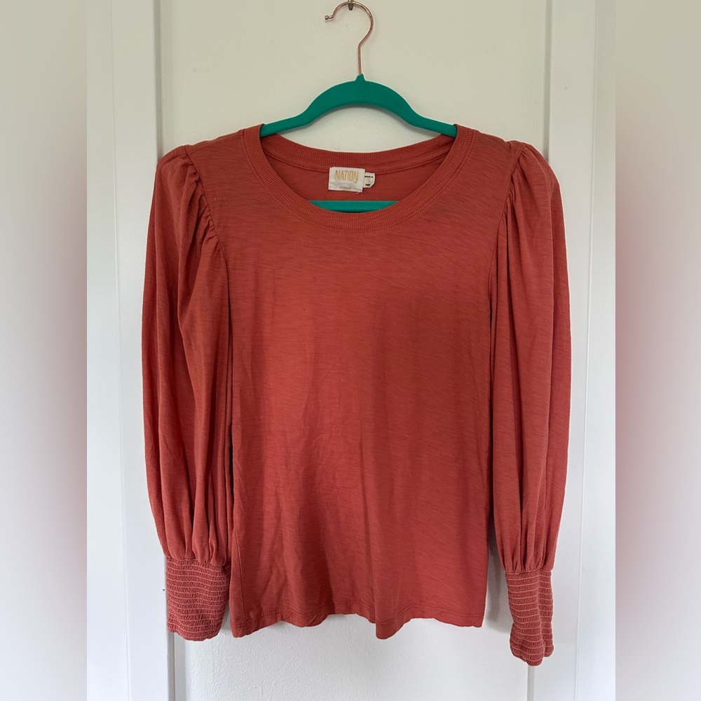 Nation LTD Women's Loren puff shoulder shirt